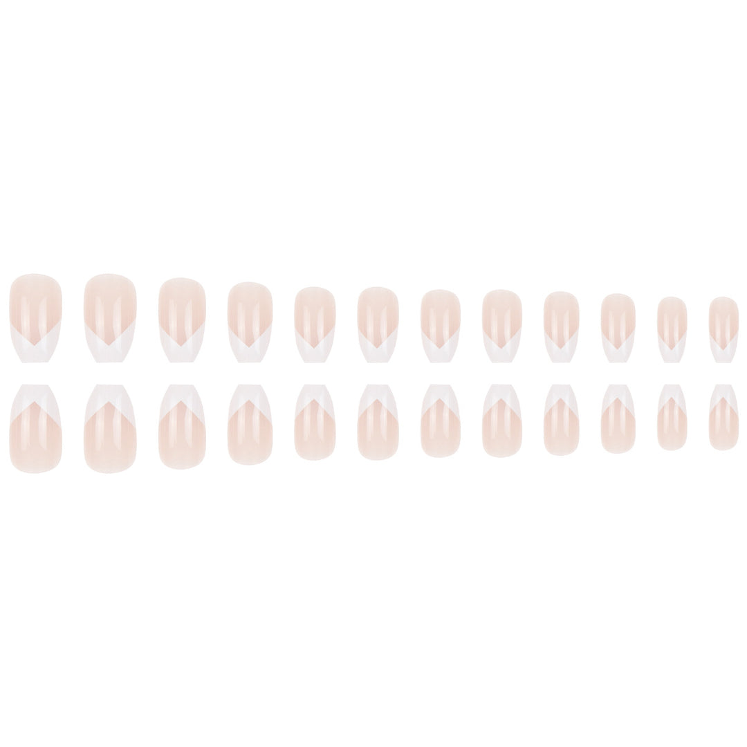 Elegant French Tip Press-On Nails Bowlift