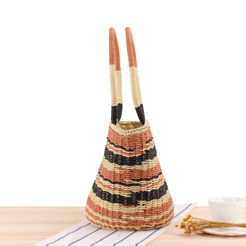 Basket bag with fashionable stripe pattern Bowlift