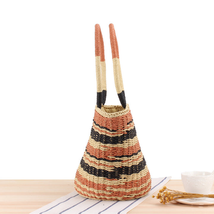 Basket bag with fashionable stripe pattern Bowlift