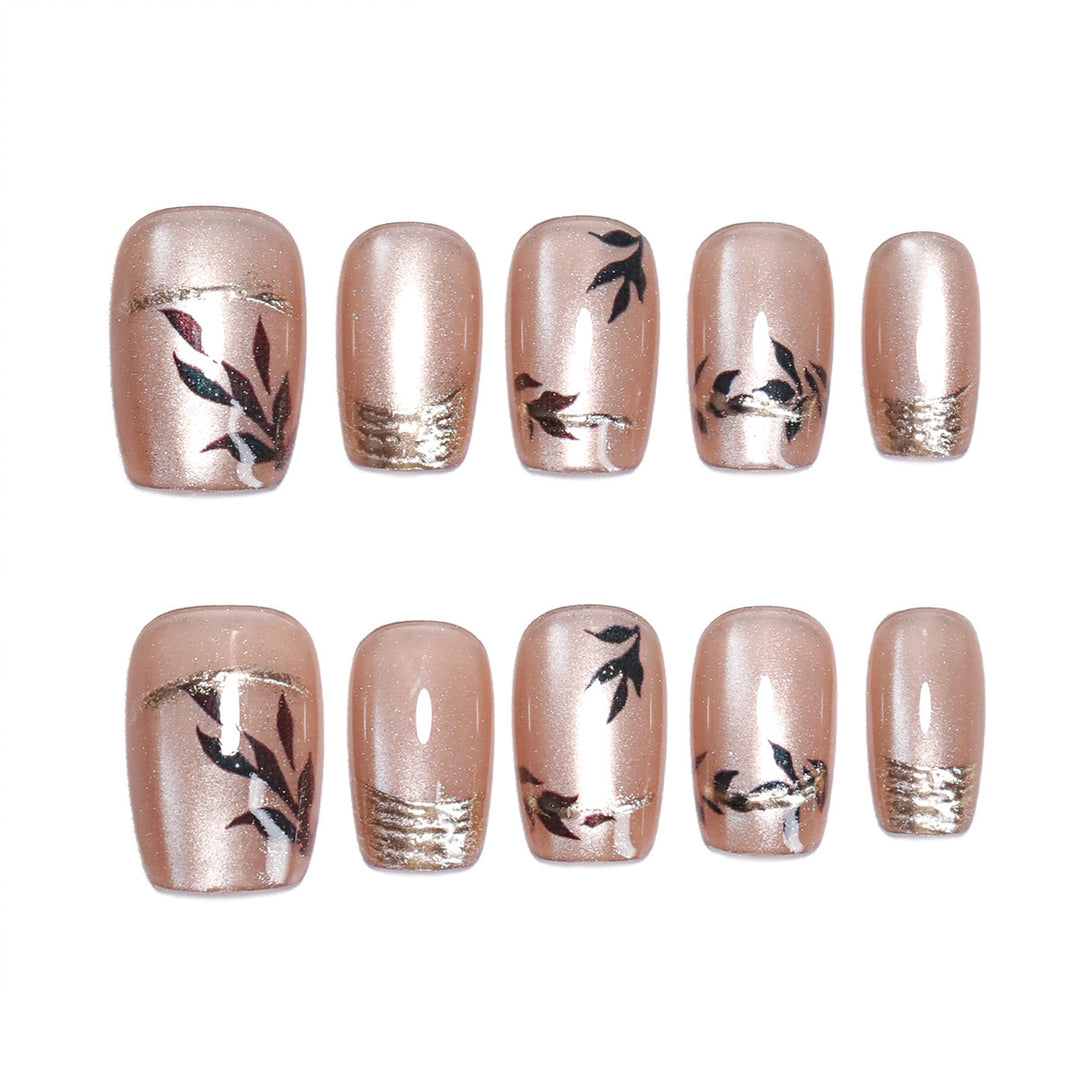 Artistic Nail Art with Elegant Leaf Design Bowlift