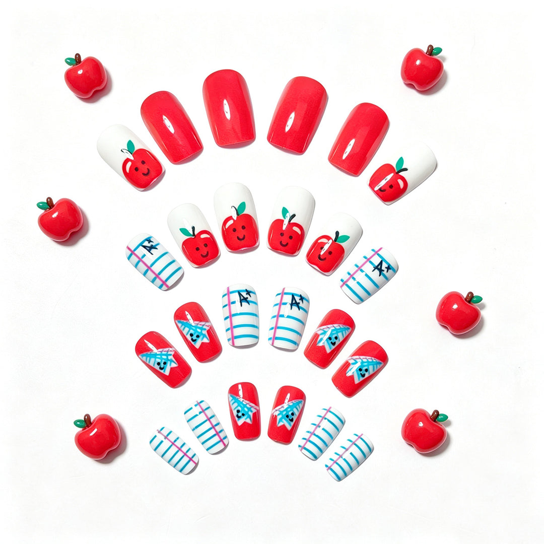 Creative art nails with cheerful school motif Bowlift