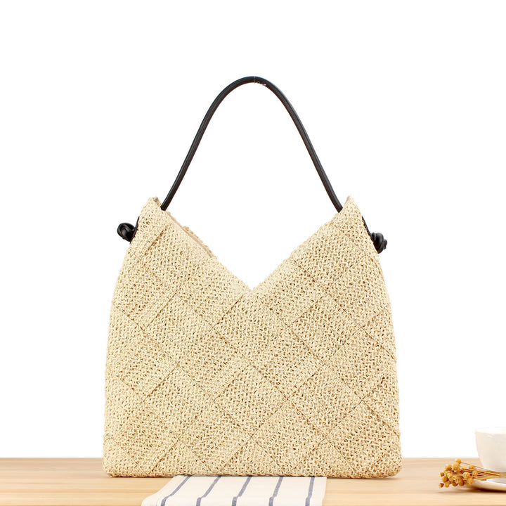 Handbag with Modern Geometric Knit Pattern Bowlift