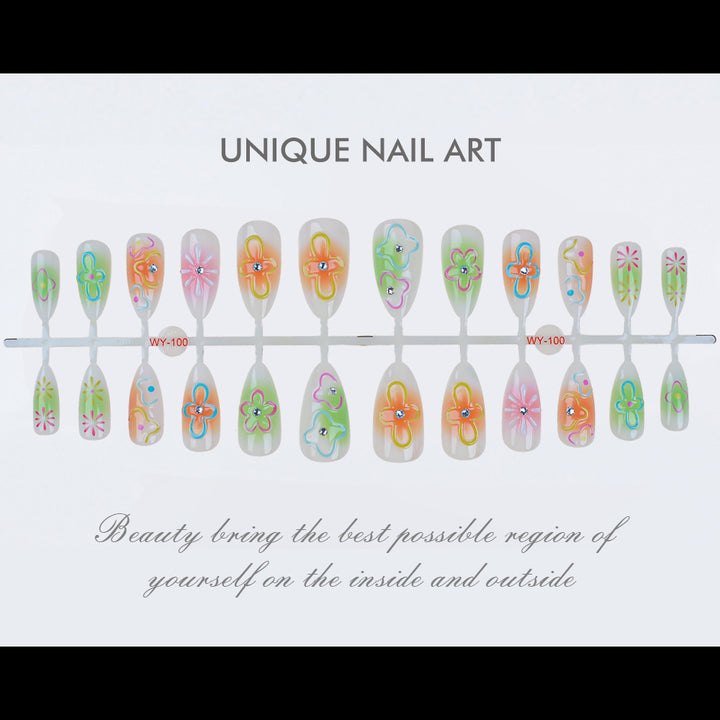 Artistic Floral Press-On Nails Kit Bowlift