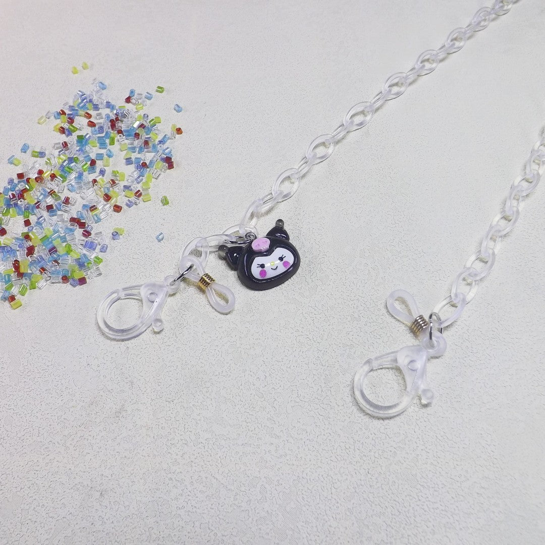 Playful glasses holder chain made of transparent material Bowlift