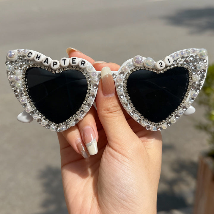 Heart-Shaped Pearl-Embellished Sunglasses Bowlift