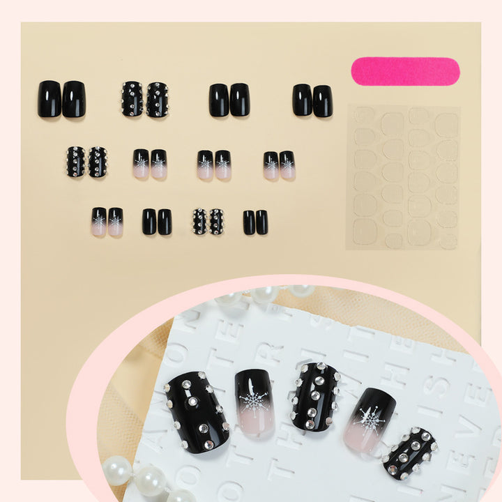 Acrylic Nail Set with Glamorous Rhinestone Accents Bowlift