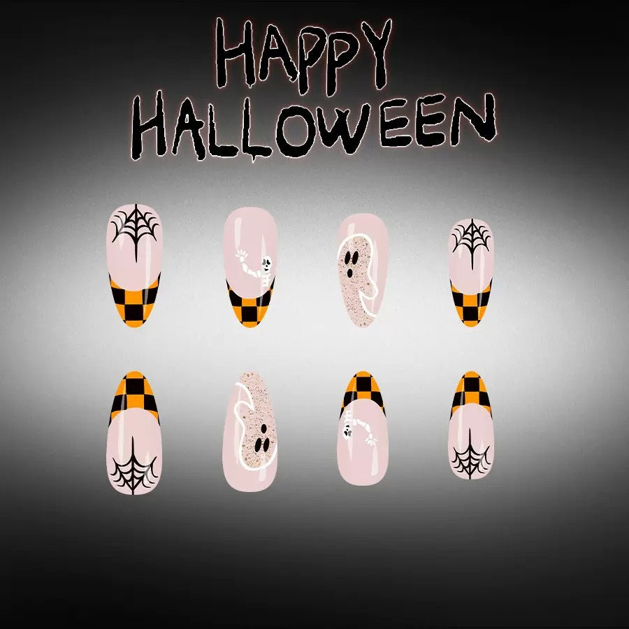Halloween artificial nail set with spooky 3D designs and detailed embellishments Bowlift