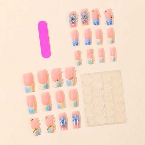 Artistic Floral Acrylic Nail Art Extensions Bowlift