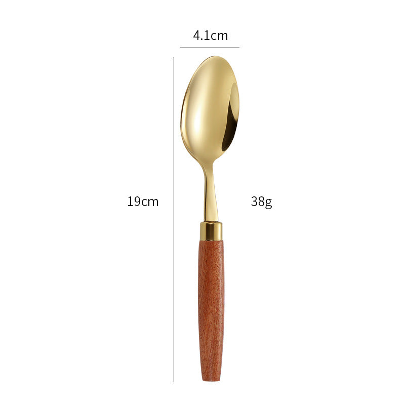 Elegant dessert spoon with ergonomic wooden handle Bowlift