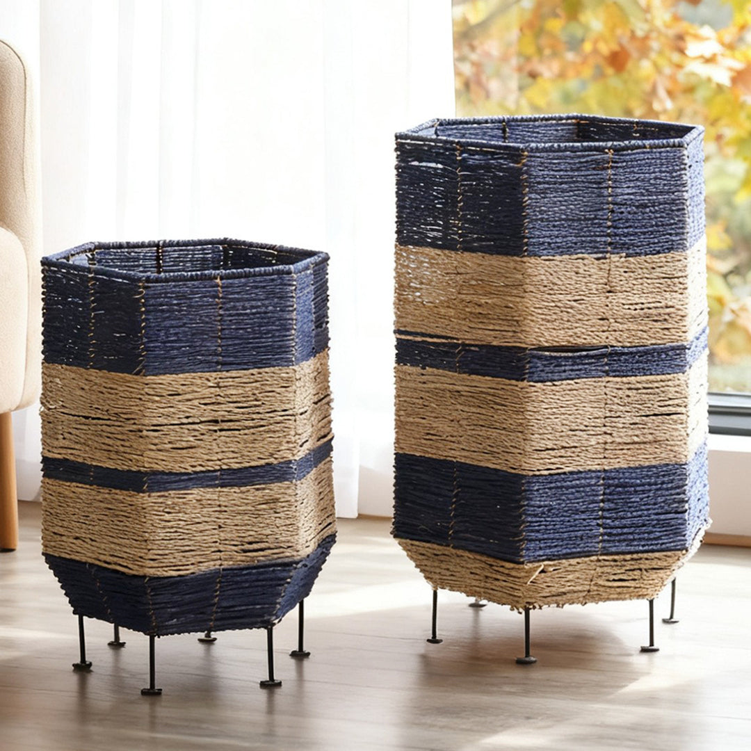 Stylish laundry basket made of rattan with metal legs Bowlift