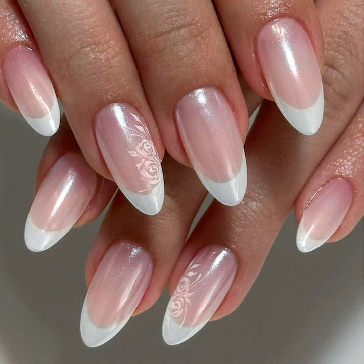 Elegant French Tip Press-On Nails Bowlift