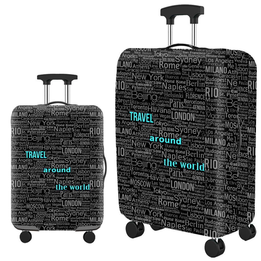 Vintage Travel-Themed Hard Shell Suitcase Bowlift
