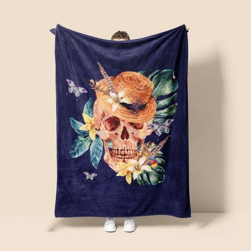 Artistic Skull-Themed Fleece Blanket