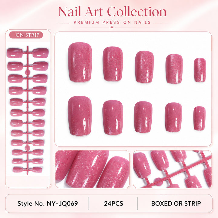 Premium Press-On Nails with Metallic Shine Bowlift