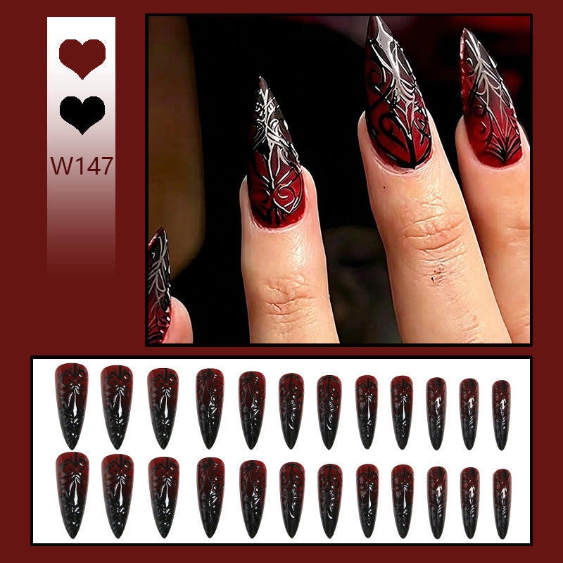 Artificial Nail Set with Elegant Floral Design Bowlift