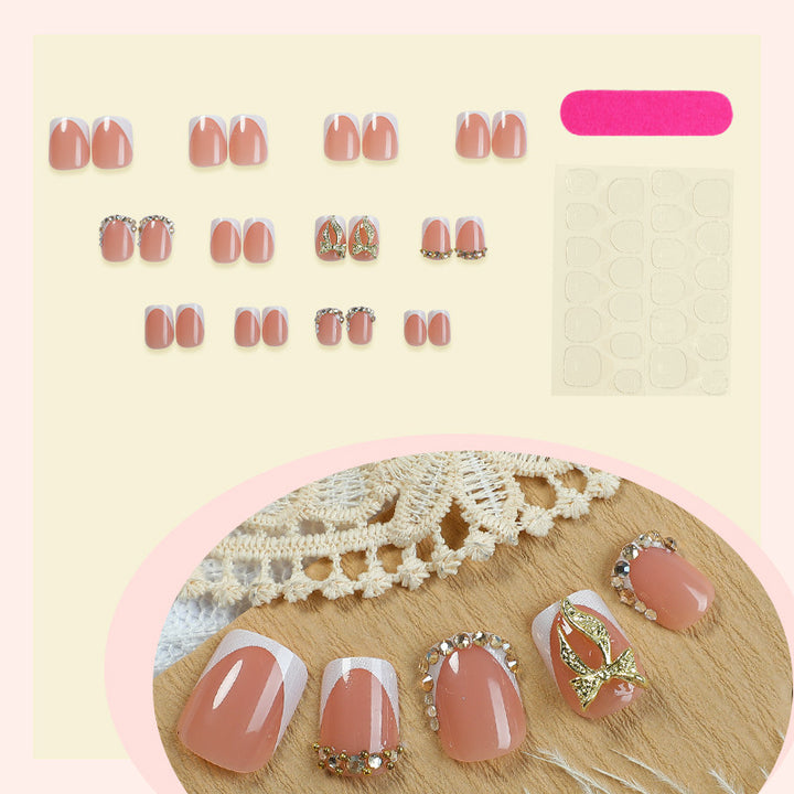Artificial nail set with elegant glitter and flower decorations Bowlift