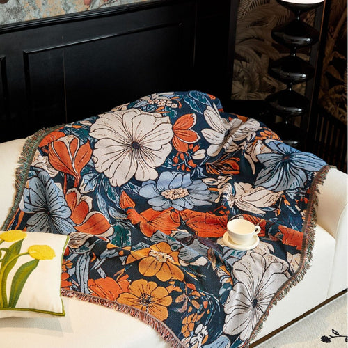 Elegant Floral Woven Throw Blanket