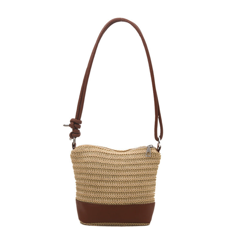 Woven Straw and Leather Crossbody Bag Bowlift