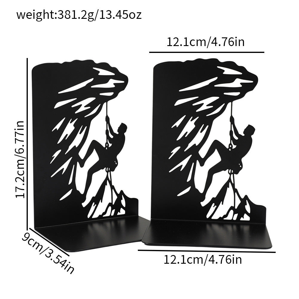 Climbing-Themed Metal Bookend Sculpture