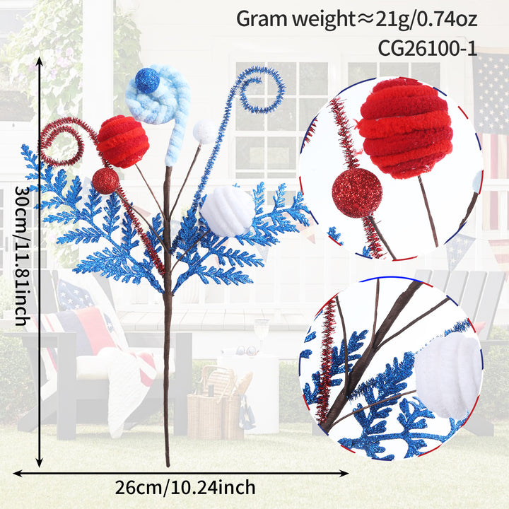 Unisex nan decorative floral pick with padded balls and glitter stars Bowlift