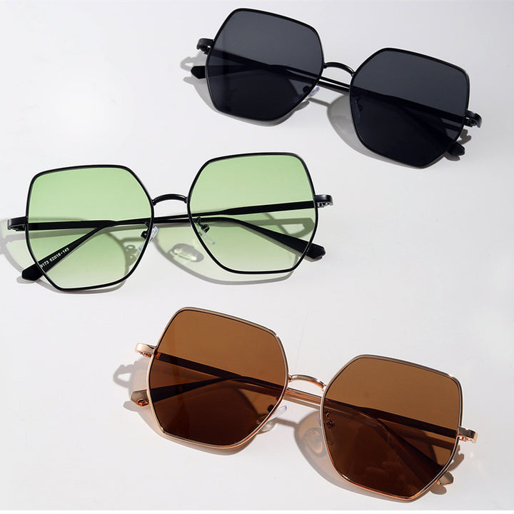 Women fashionable hexagonal sunglasses with UV protection Bowlift