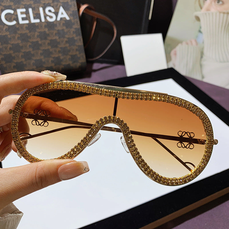 Women's Glamorous Oversized Sunglasses with Rhinestone Accents Bowlift