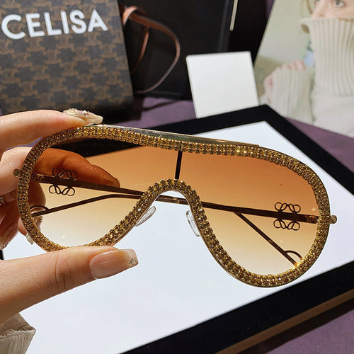 Women's Glamorous Oversized Sunglasses with Rhinestone Accents Bowlift