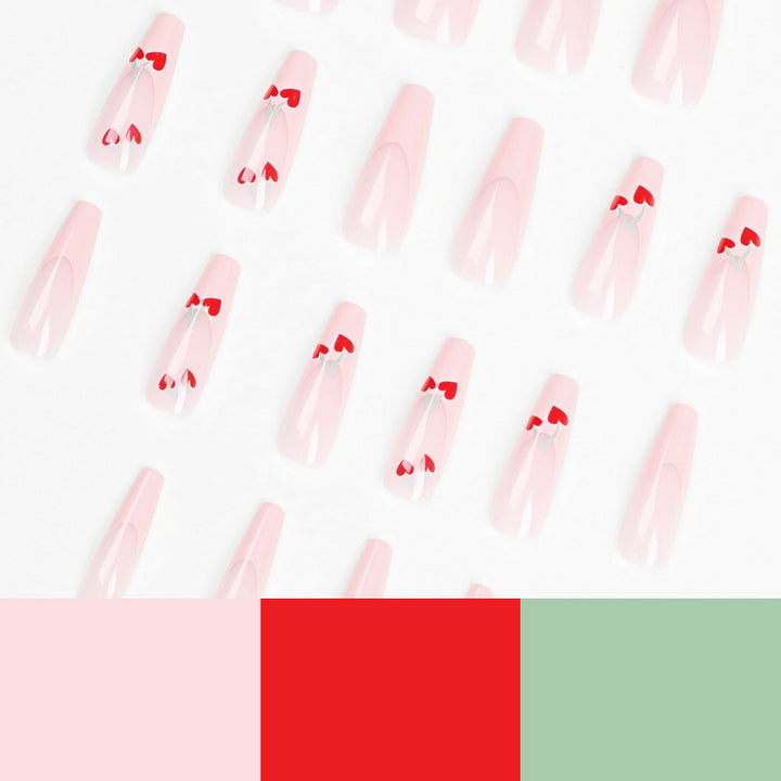 Artful long nails in cherry design Bowlift
