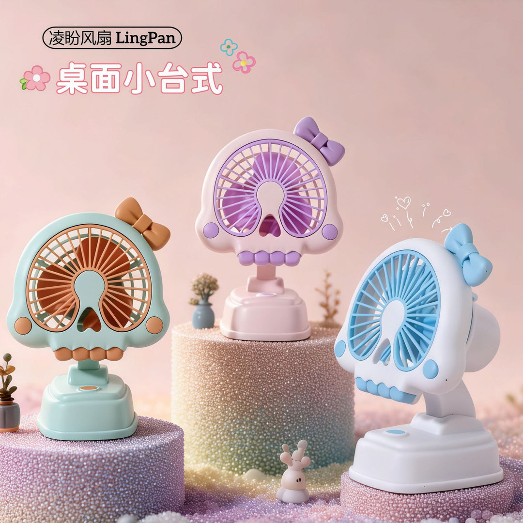 Unisex compact USB table fan with adjustable tilt head, safe protective grille and cute ear design Bowlift
