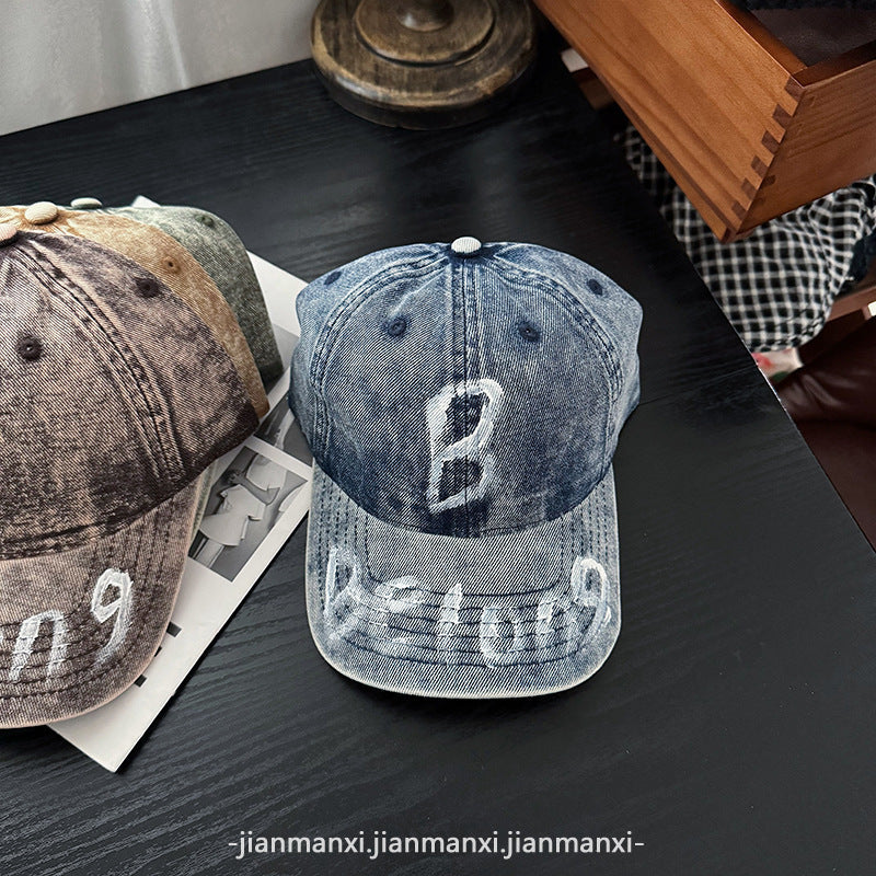 Women's Distressed Denim Adjustable Baseball Cap Bowlift