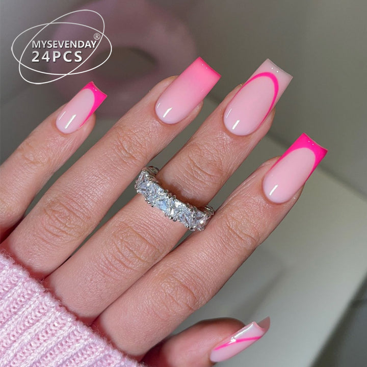 Trendy Gradient French Tip Press-On Nails Bowlift