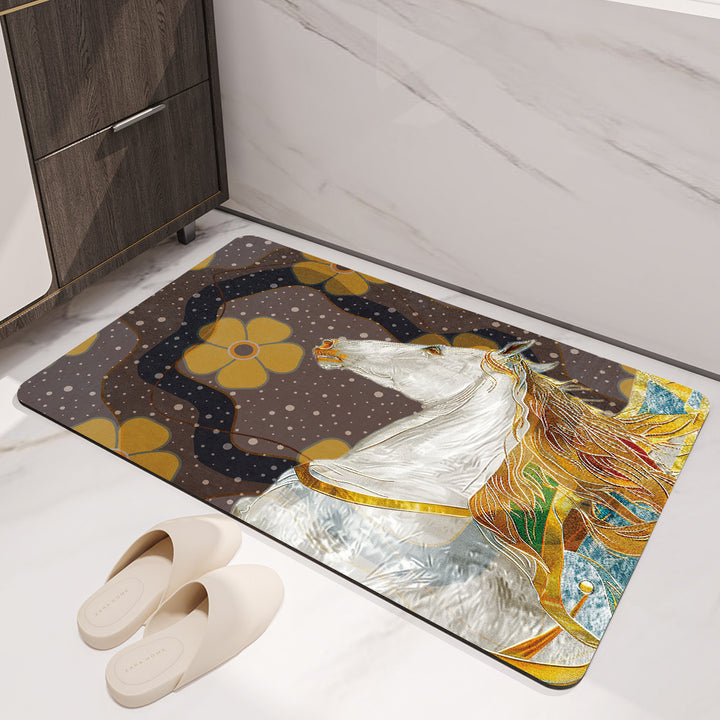 Artistic Horse-Themed Bath Mat Bowlift