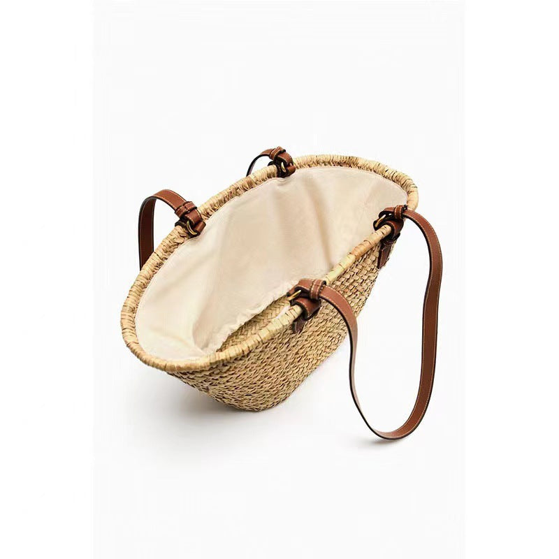Elegant braided tote bag with leather handles Bowlift
