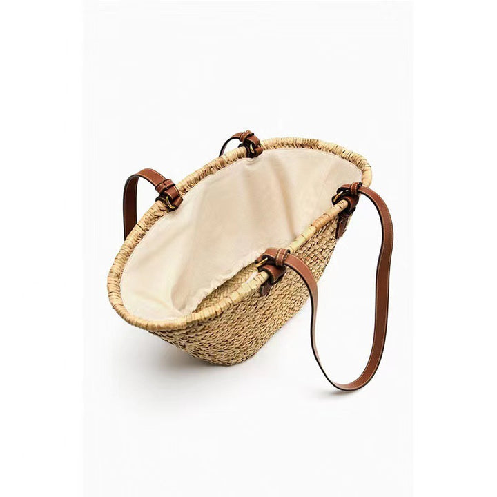 Elegant braided tote bag with leather handles Bowlift