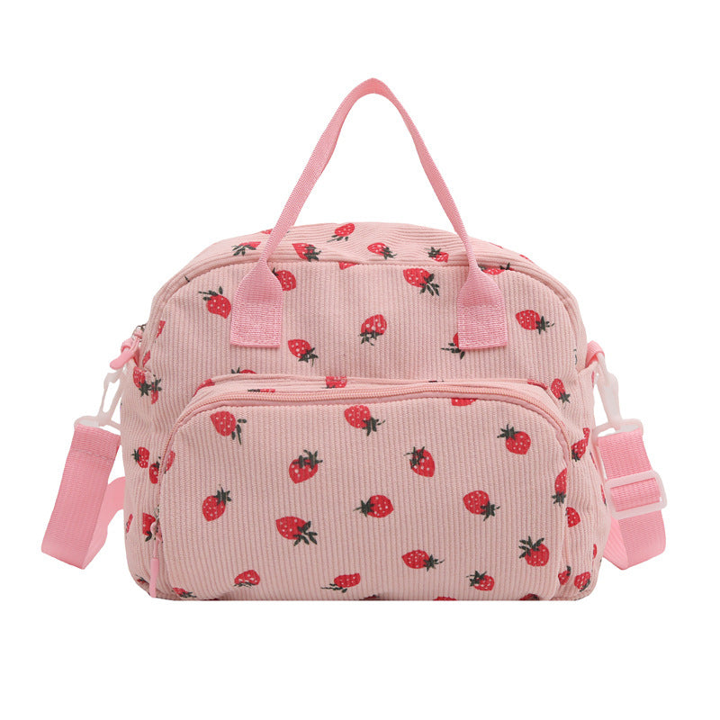 WoPlayful Strawberry Print Crossbody Bag Bowlift