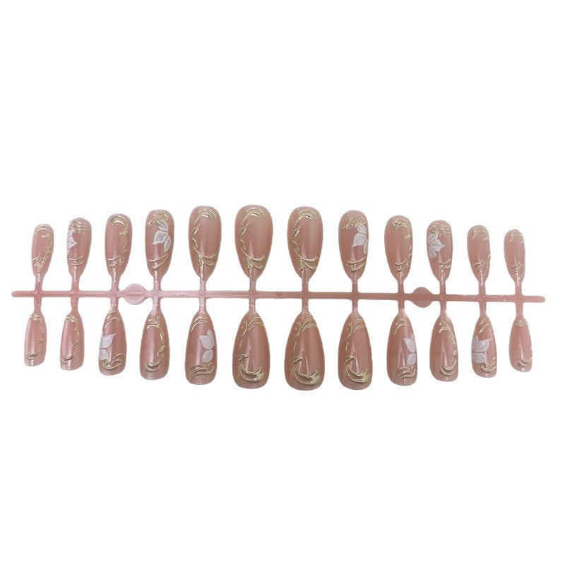 Elegant artificial nails with marble and gold accents Bowlift
