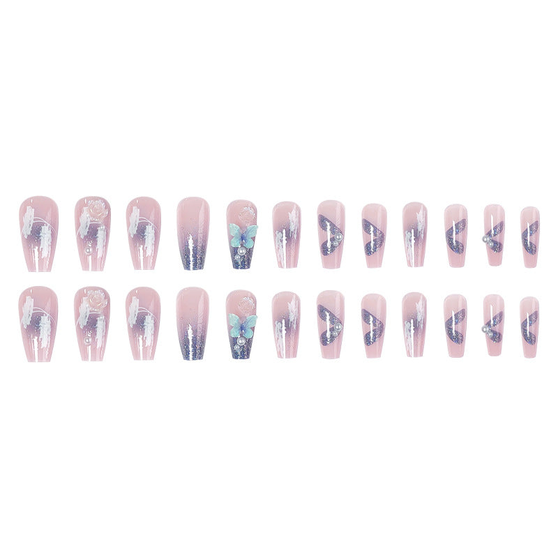 Artistic 3D nail extensions with glitter accents Bowlift
