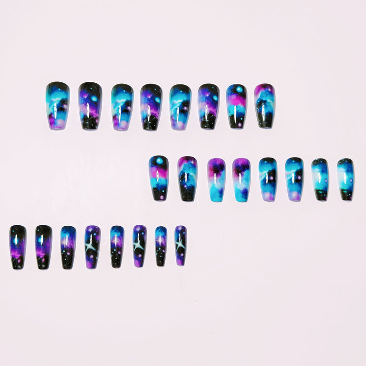 Artificial nails with Galactic Star design Bowlift