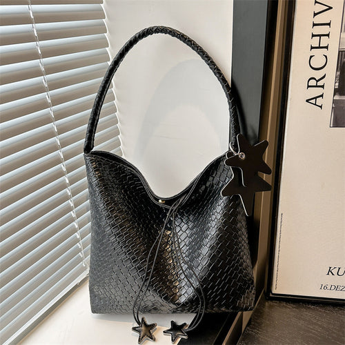 Textured Weave Handheld Shoulder Bag Bowlift