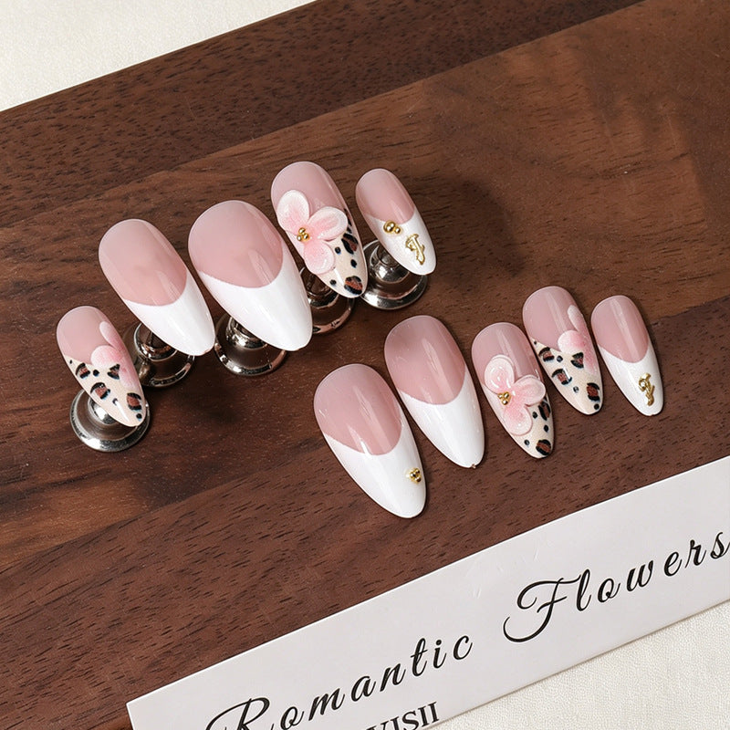 Elegant Floral Acrylic Press-On Nail Set Bowlift