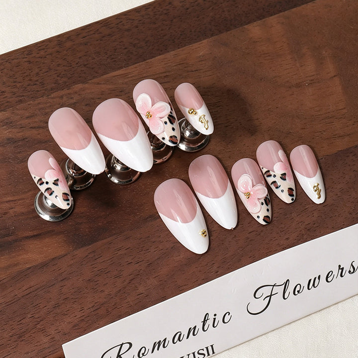 Elegant Floral Acrylic Press-On Nail Set Bowlift