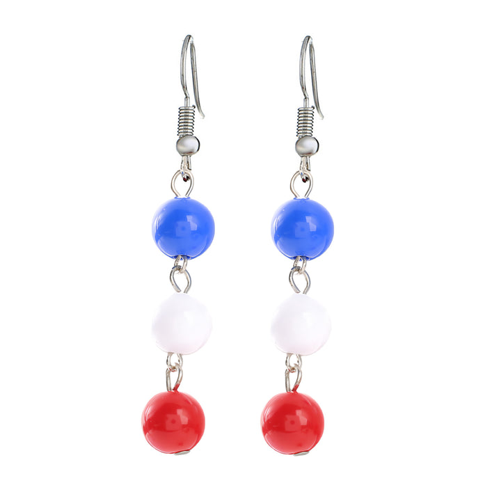 Women's nan patriotic horseshoe enamel dangle earrings with star-accented design and fishhook findings Bowlift