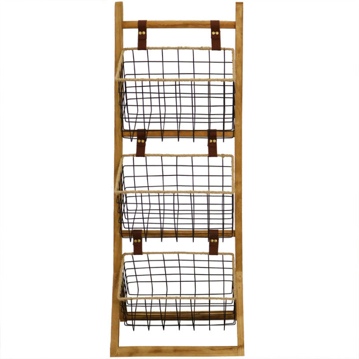 High-quality storage tower made of wood with metal baskets Bowlift