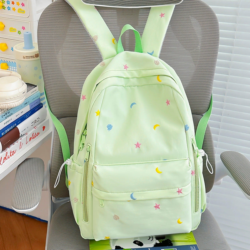 Embroidered Star and Moon Pattern Backpack