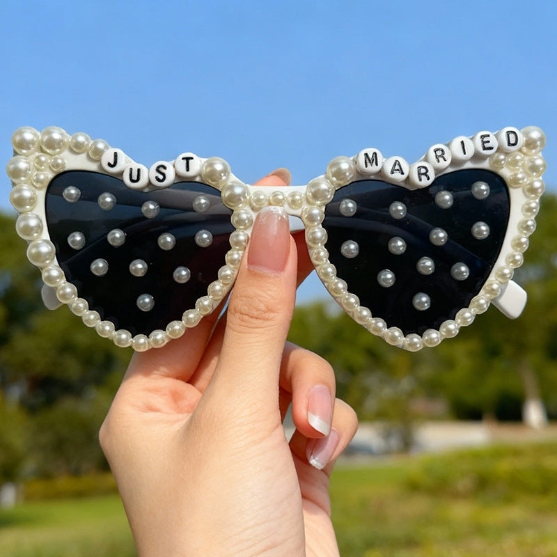 Bridal Heart-Shaped Sunglasses Bowlift
