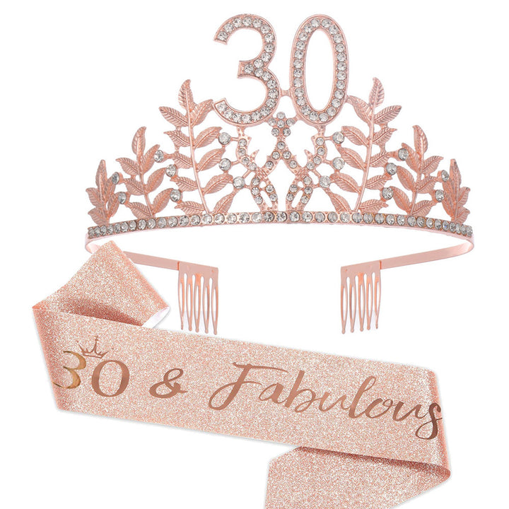 Women's Glamorous Birthday Crown with Shining Rhinestones Bowlift