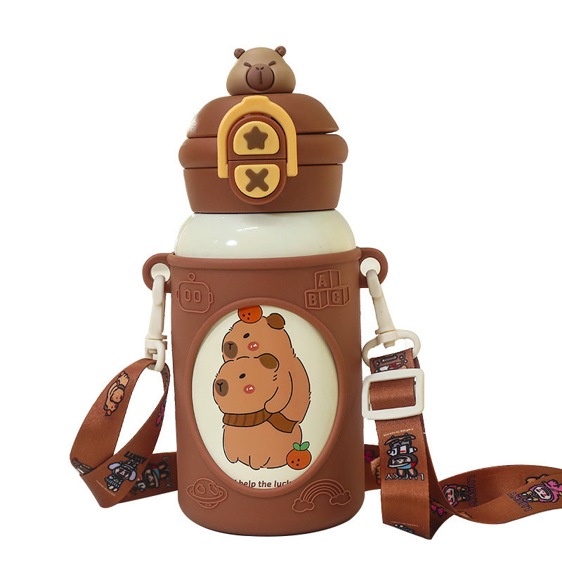 Women Insulated Drinking Bottle with Unique Animal Design and Practical Carry Strap Bowlift