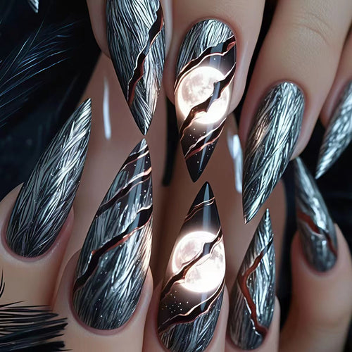 Artificial Nails in Futuristic Moon Design Bowlift