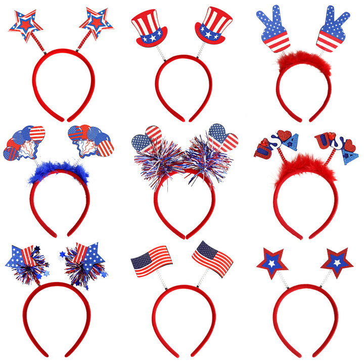 Unisex nan patriotic star antenna headband with ribbon streamers Bowlift