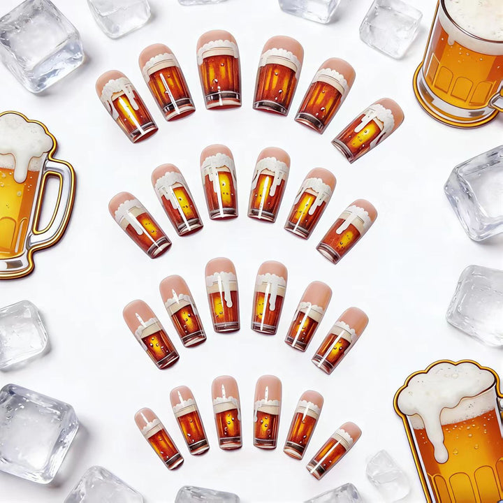 Playful Beer-Themed Acrylic Nail Art Bowlift